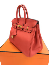 Hermes Birkin 25 Rouge Pivoine Togo Leather With Gold Hardware Handbag