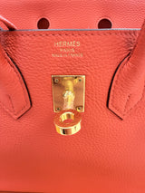 Hermes Birkin 25 Rouge Pivoine Togo Leather With Gold Hardware Handbag