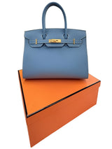 Hermes Birkin 30 Blue Jean Epsom Leather With Gold Hardware Handbag