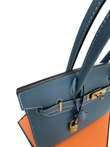 Hermes Birkin 30 Blue Jean Epsom Leather With Gold Hardware Handbag