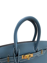 Hermes Birkin 30 Blue Jean Epsom Leather With Gold Hardware Handbag