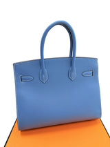 Hermes Birkin 30 Blue Jean Epsom Leather With Gold Hardware Handbag
