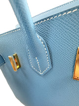 Hermes Birkin 30 Blue Jean Epsom Leather With Gold Hardware Handbag