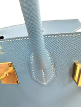 Hermes Birkin 30 Blue Jean Epsom Leather With Gold Hardware Handbag