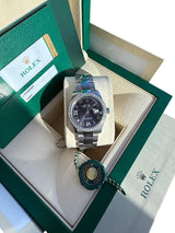 Rolex Datejust 36mm Aubergine Roman VI IX Diamond Dial Bezel Watch 126284RBR