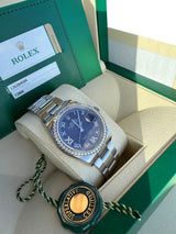 Rolex Datejust 36mm Aubergine Roman VI IX Diamond Dial Bezel Watch 126284RBR