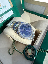 Rolex Datejust 36mm Aubergine Roman VI IX Diamond Dial Bezel Watch 126284RBR