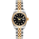 Rolex Lady-Datejust 26mm Yellow Gold Steel Black Dial Jubilee Watch 179173