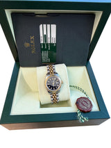 Rolex Lady-Datejust 26mm Yellow Gold Steel Black Dial Jubilee Watch 179173
