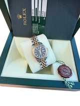 Rolex Lady-Datejust 26mm Yellow Gold Steel Black Dial Jubilee Watch 179173