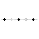 Van Cleef & Arpels Vintage Alhambra Bracelet With Onyx Motifs Diamonds 18K Gold