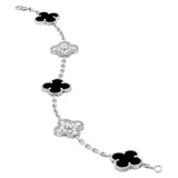 Van Cleef & Arpels Vintage Alhambra Bracelet With Onyx Motifs Diamonds 18K Gold