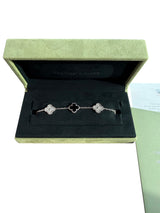 Van Cleef & Arpels Vintage Alhambra Bracelet With Onyx Motifs Diamonds 18K Gold