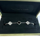 Van Cleef & Arpels Vintage Alhambra Bracelet With Onyx Motifs Diamonds 18K Gold