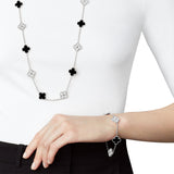Van Cleef & Arpels Vintage Alhambra Bracelet With Onyx Motifs Diamonds 18K Gold