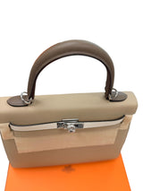 Hermès Kelly Sellier 25 Tri-Color Etoupe Craie Trench Epsom Palladium Hardware