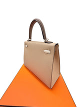 Hermès Kelly Sellier 25 Tri-Color Etoupe Craie Trench Epsom Palladium Hardware