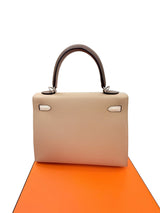 Hermès Kelly Sellier 25 Tri-Color Etoupe Craie Trench Epsom Palladium Hardware
