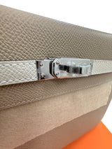Hermès Kelly Sellier 25 Tri-Color Etoupe Craie Trench Epsom Palladium Hardware