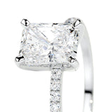 GIA 5.03ct Radiant Cut Natural Diamond Ring 18K White Gold I SI2 Clarity