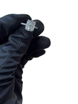 GIA 5.03ct Radiant Cut Natural Diamond Ring 18K White Gold I SI2 Clarity