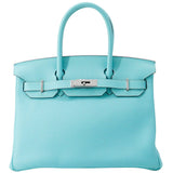 Hermes Birkin Size 30 Blue Atoll Togo Leather Palladium Hardware