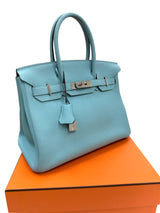 Hermes Birkin Size 30 Blue Atoll Togo Leather Palladium Hardware