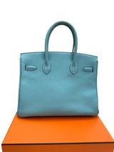 Hermes Birkin Size 30 Blue Atoll Togo Leather Palladium Hardware