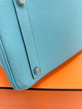 Hermes Birkin Size 30 Blue Atoll Togo Leather Palladium Hardware