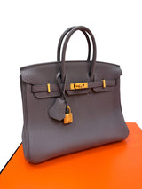 Hermes Birkin 25 Etain Togo Leather With Gold Hardware Handbag