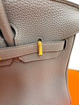 Hermes Birkin 25 Etain Togo Leather With Gold Hardware Handbag