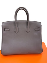 Hermes Birkin 25 Etain Togo Leather With Gold Hardware Handbag