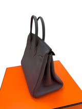 Hermes Birkin 25 Etain Togo Leather With Gold Hardware Handbag