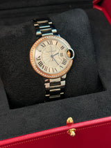 Cartier Ballon Bleu de Cartier Steel Guilloche Dial Lady Diamond Watch WE902080