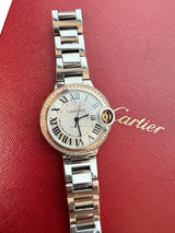 Cartier Ballon Bleu de Cartier Steel Guilloche Dial Lady Diamond Watch WE902080