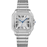 Cartier Santos de Cartier Automatic Stainless Steel Diamond Bezel Watch 4075