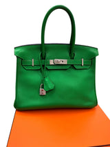 Hermès Birkin 30 Green Bamboo Togo Leather Palladium Hardware Handbag