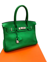 Hermès Birkin 30 Green Bamboo Togo Leather Palladium Hardware Handbag