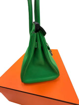 Hermès Birkin 30 Green Bamboo Togo Leather Palladium Hardware Handbag