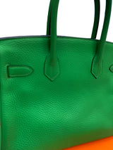 Hermès Birkin 30 Green Bamboo Togo Leather Palladium Hardware Handbag