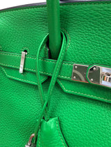 Hermès Birkin 30 Green Bamboo Togo Leather Palladium Hardware Handbag