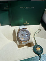 Rolex Datejust 36mm Rose Gold Mother of Pearl Diamond Dial Men's Watch 116185