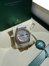 Rolex Datejust 36mm Rose Gold Mother of Pearl Diamond Dial Men's Watch 116185