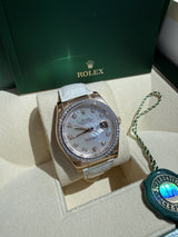 Rolex Datejust 36mm Rose Gold Mother of Pearl Diamond Dial Men's Watch 116185