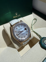 Rolex Datejust 36mm Rose Gold Mother of Pearl Diamond Dial Men's Watch 116185