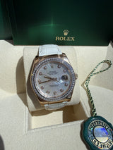 Rolex Datejust 36mm Rose Gold Mother of Pearl Diamond Dial Men's Watch 116185