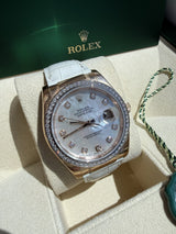 Rolex Datejust 36mm Rose Gold Mother of Pearl Diamond Dial Men's Watch 116185