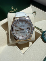Rolex Datejust 36mm Rose Gold Mother of Pearl Diamond Dial Men's Watch 116185