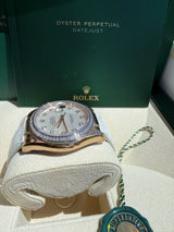 Rolex Datejust 36mm Rose Gold Mother of Pearl Diamond Dial Men's Watch 116185