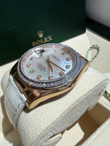 Rolex Datejust 36mm Rose Gold Mother of Pearl Diamond Dial Men's Watch 116185